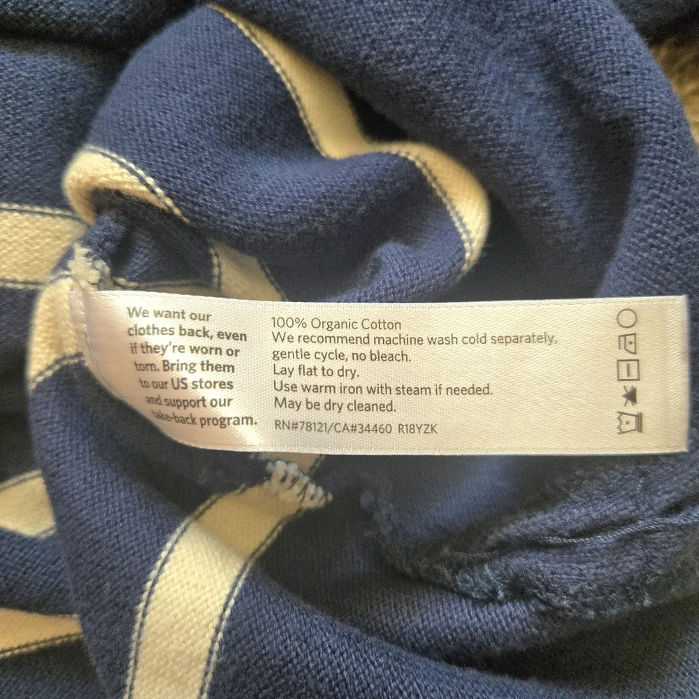 Eileen Fisher Navy And White Striped Organic Cotton Knit Sweater Size Large - Picture 3 of 6